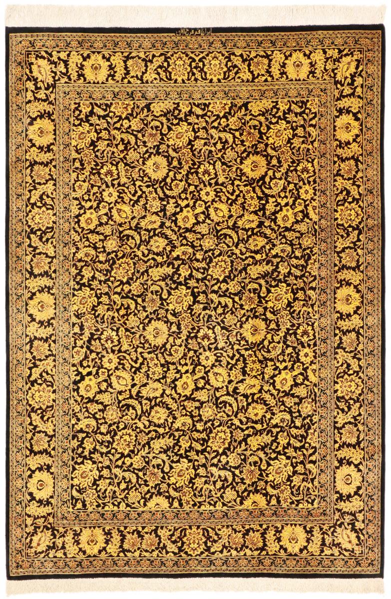  ペルシャ絨毯 クム シルク 201x131 201x131,  ペルシャ絨毯 手織り