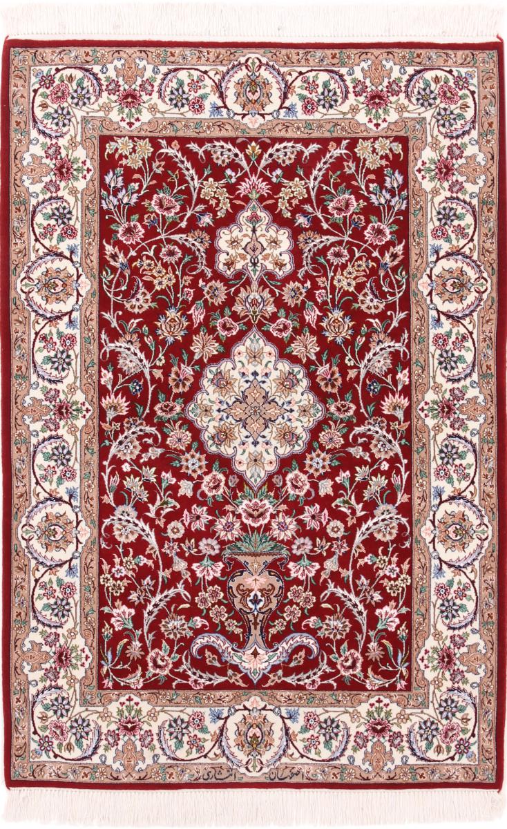 Persian Rug Isfahan Silk Warp 5'4"x3'11" 5'4"x3'11", Persian Rug Knotted by hand