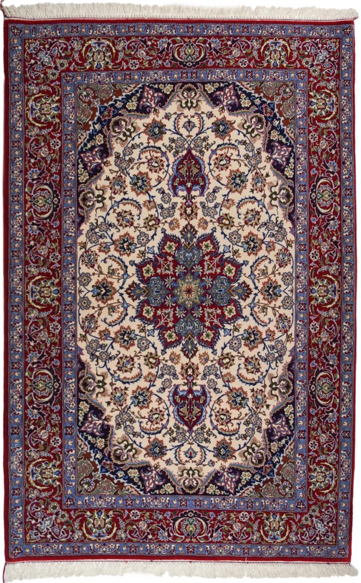 Tappeto persiano Isfahan Ordito in Seta 5'3"x3'8" 5'3"x3'8", Tappeto persiano Annodato a mano
