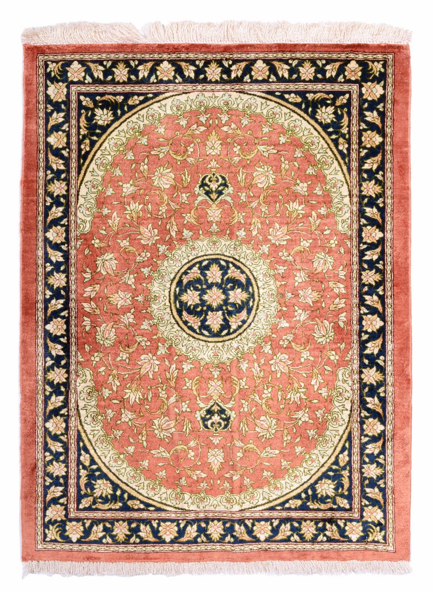 Persian Rug Qum Silk 2'6"x1'11" 2'6"x1'11", Persian Rug Knotted by hand