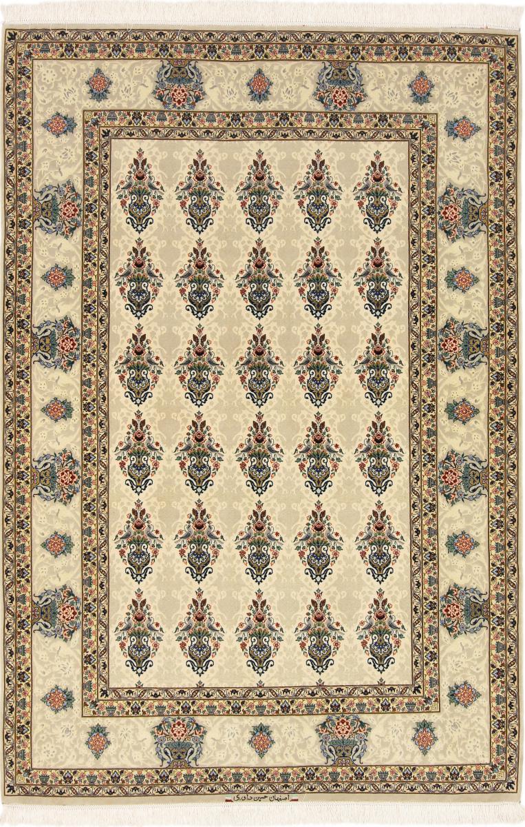 Persisk matta Isfahan Signed Silkesvarp 221x160 221x160, Persisk matta Knuten för hand
