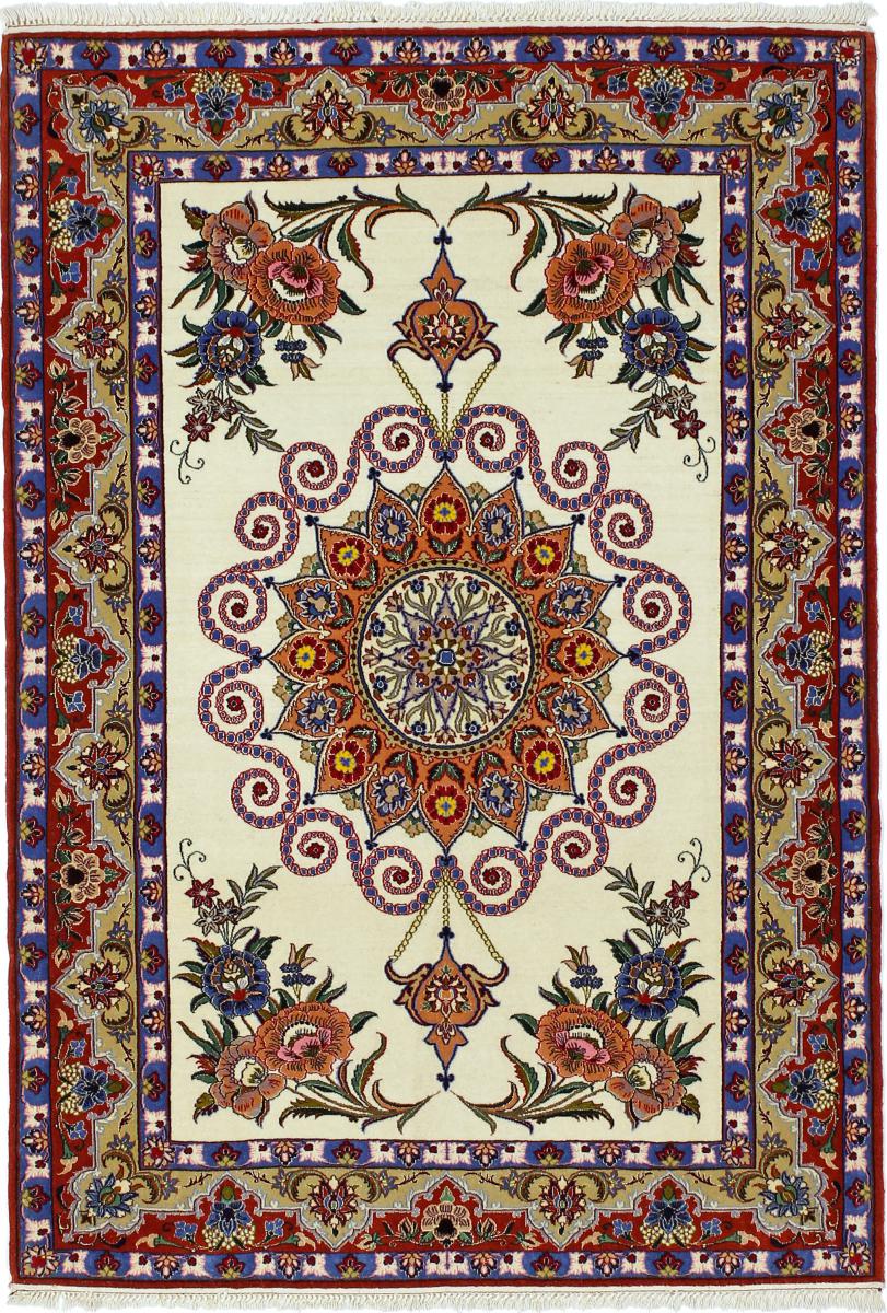 Perserteppich Isfahan Seidenkette 5'0"x3'8" 5'0"x3'8", Perserteppich Handgeknüpft