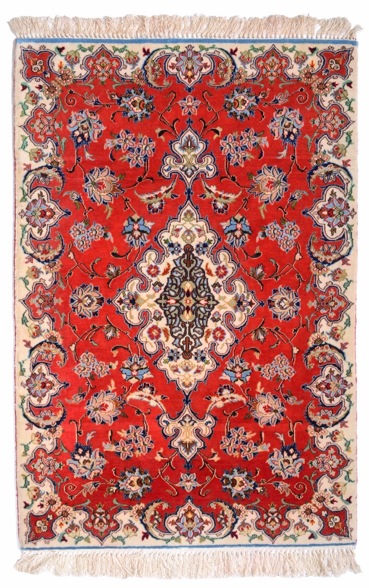 Perserteppich Isfahan Seidenkette 108x72 108x72, Perserteppich Handgeknüpft