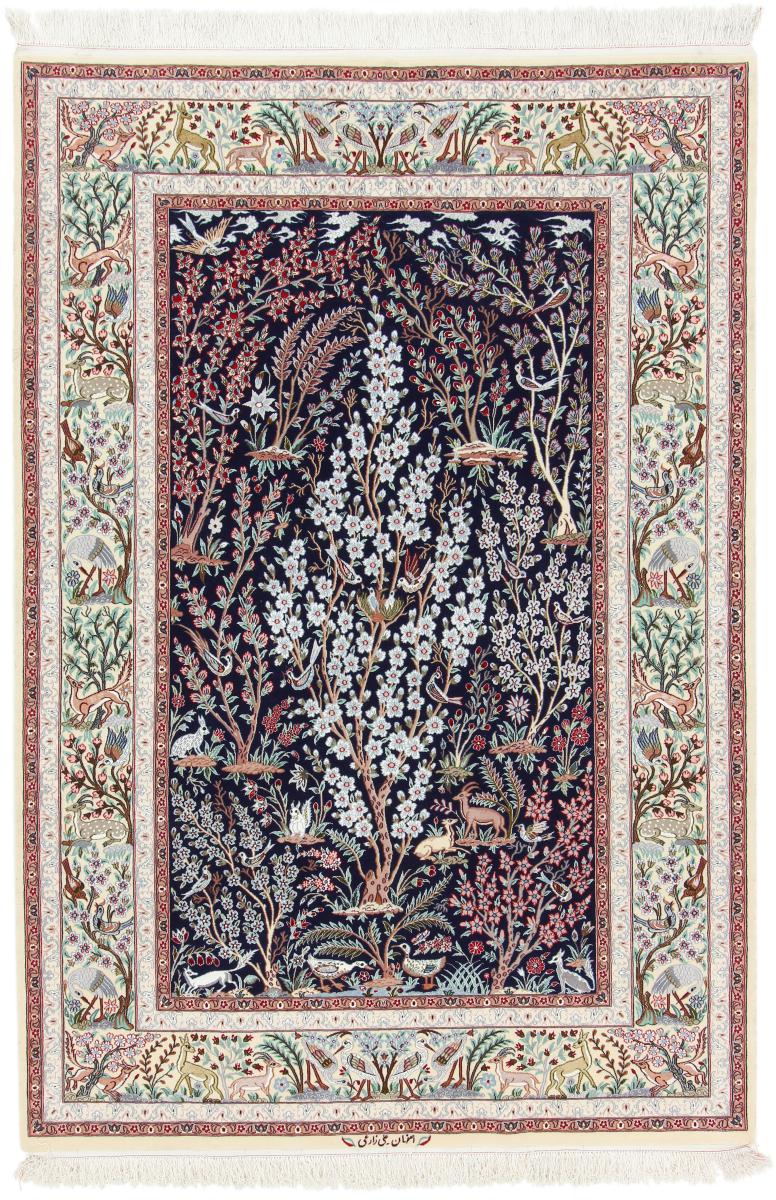 Persisk teppe Isfahan Silkerenning 7'9"x5'3" 7'9"x5'3", Persisk teppe Knyttet for hånd