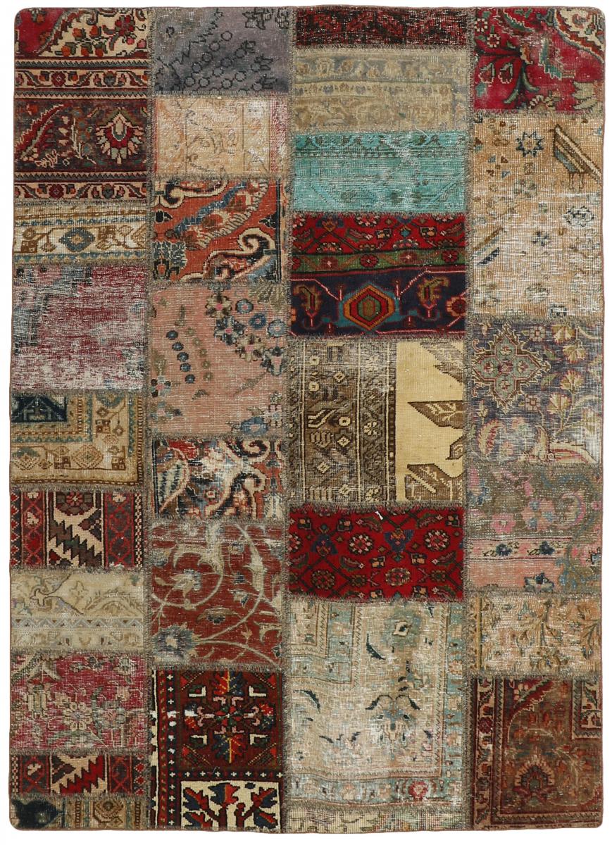  ペルシャ絨毯 パッチワーク 6'7"x4'9" 6'7"x4'9",  ペルシャ絨毯 手織り