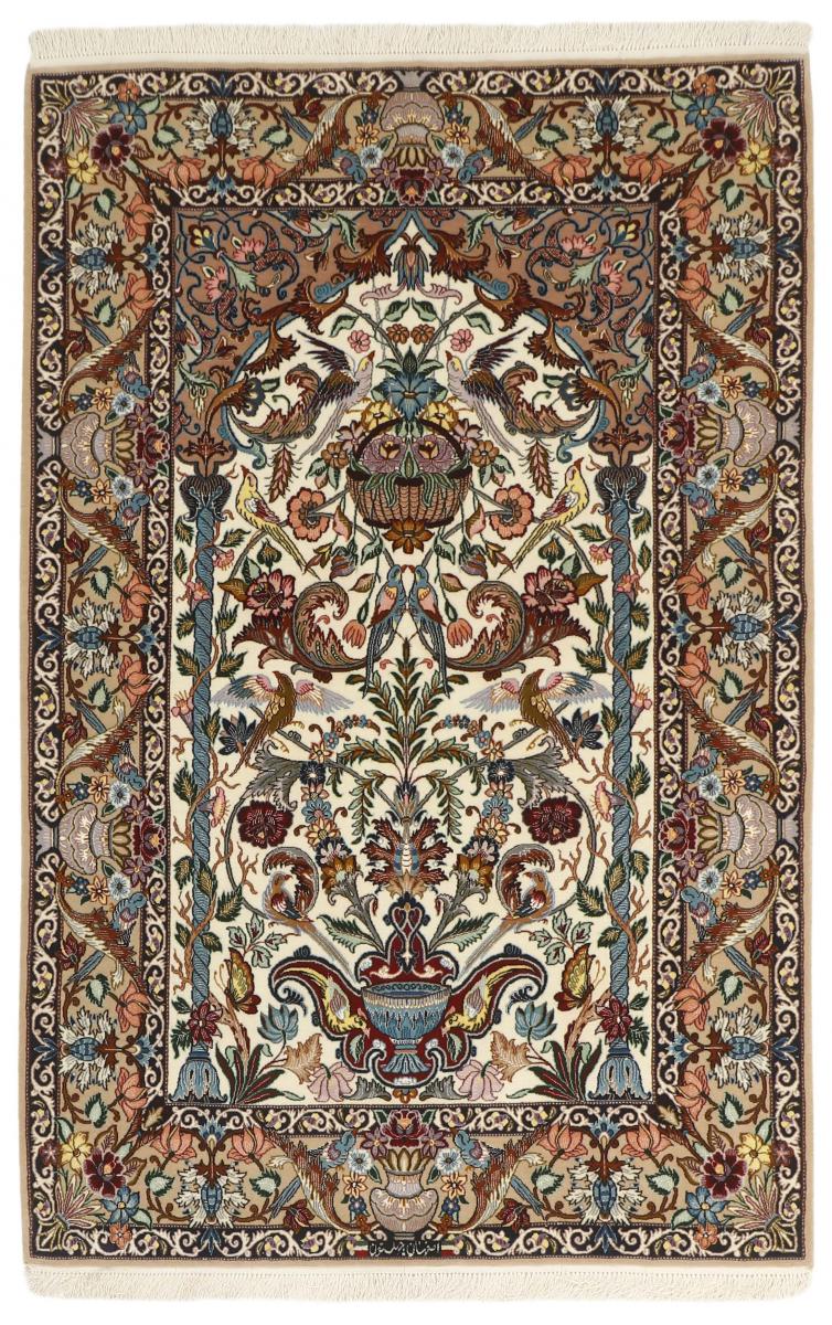 Persian Rug Isfahan Silk Warp 6'7"x4'2" 6'7"x4'2", Persian Rug Knotted by hand