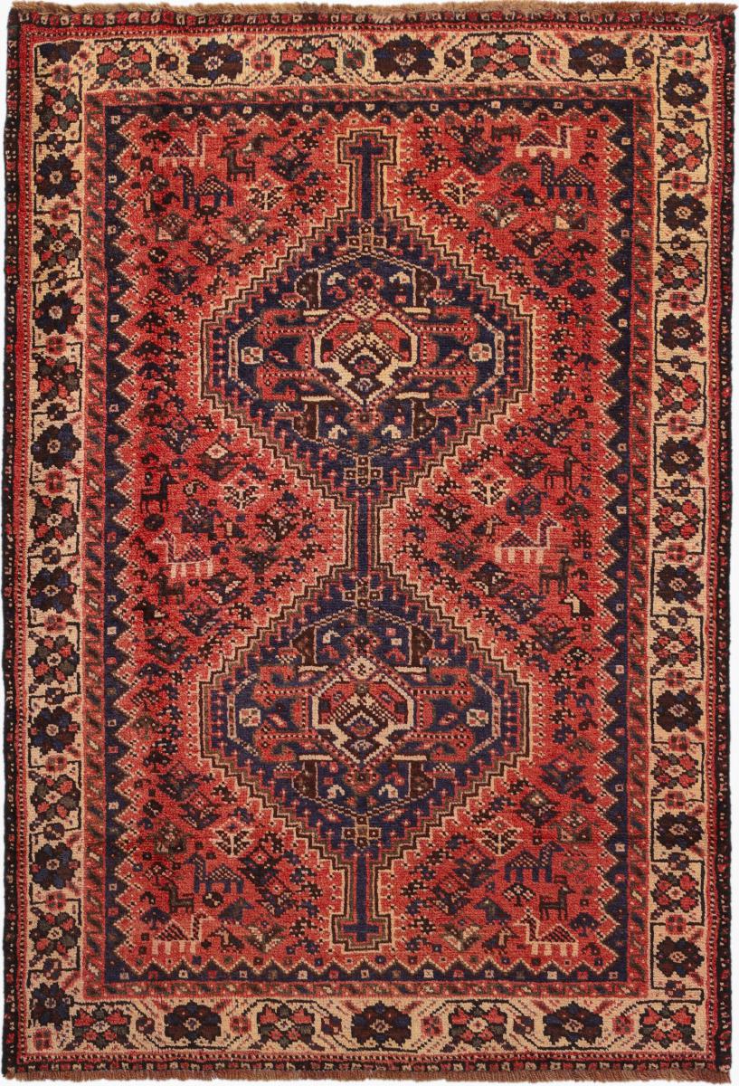 Persian Rug Shiraz 5'1"x3'7" 5'1"x3'7", Persian Rug Knotted by hand