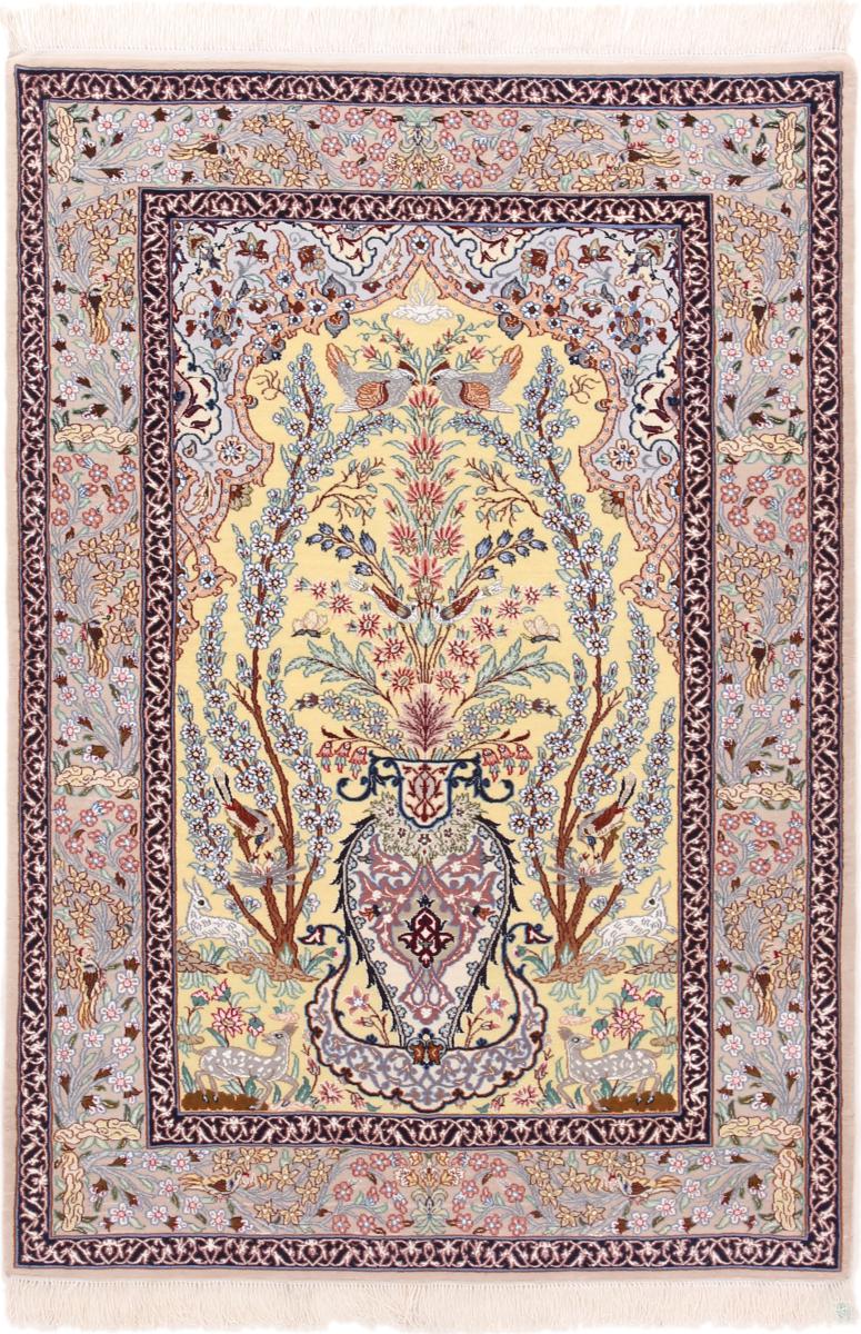 Covor persan Isfahan Urzeală de Mătase 5'1"x3'7" 5'1"x3'7", Covor persan Lucrate de mână