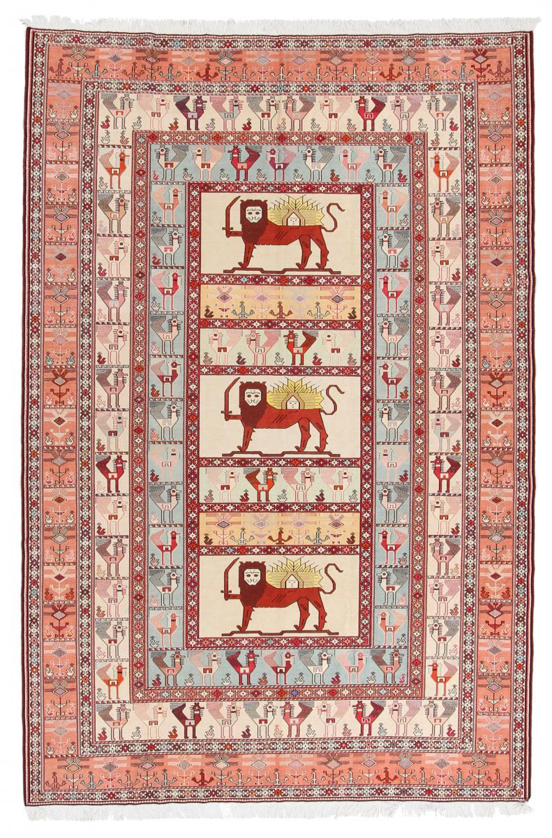 Persian Rug Kilim Fars Silk 9'11"x6'6" 9'11"x6'6", Persian Rug Woven by hand