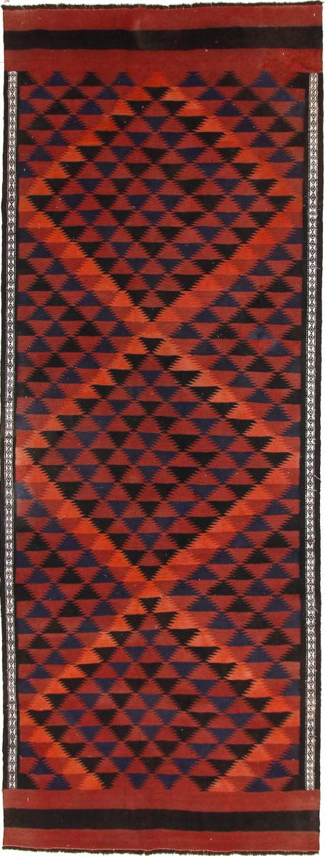 Alfombra persa Kilim Fars Azerbaijan Antiguo 377x144 377x144, Alfombra persa Tejido a mano