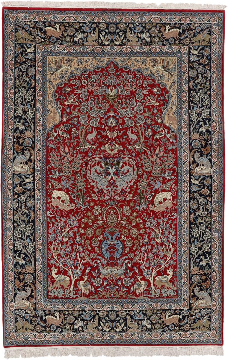 Tapis persan Ispahan Chaîne de Soie 244x161 244x161, Tapis persan Noué à la main