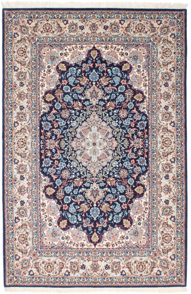 Persian Rug Isfahan Silk Warp 7'5"x4'11" 7'5"x4'11", Persian Rug Knotted by hand