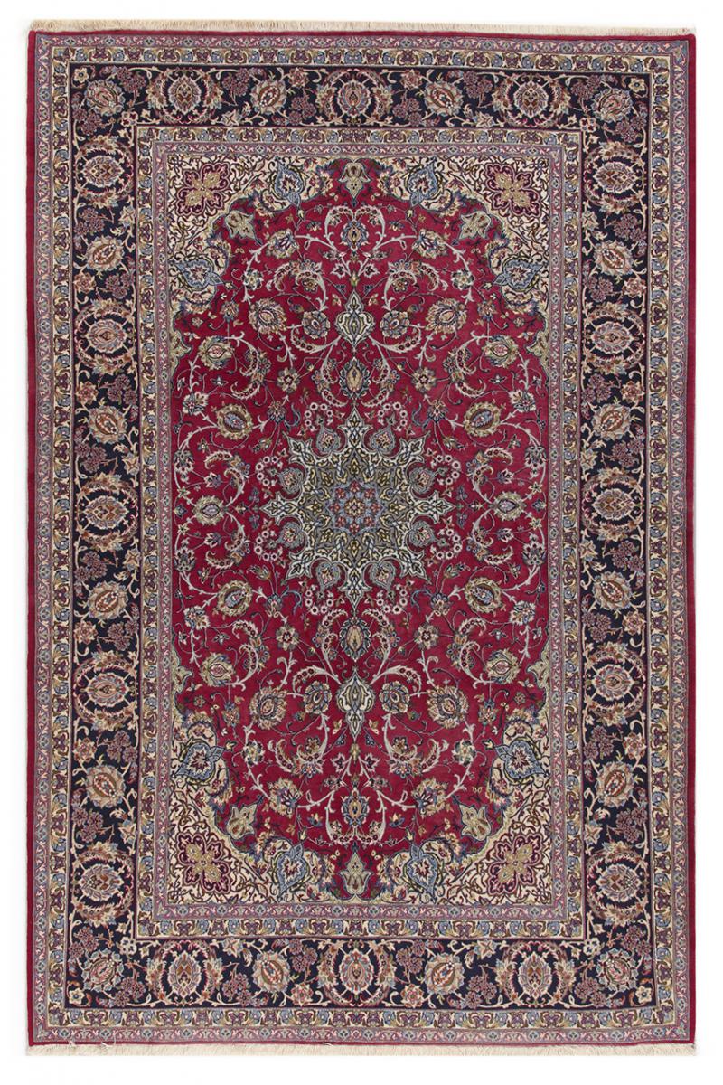 Persian Rug Isfahan Silk Warp 8'4"x5'3" 8'4"x5'3", Persian Rug Knotted by hand