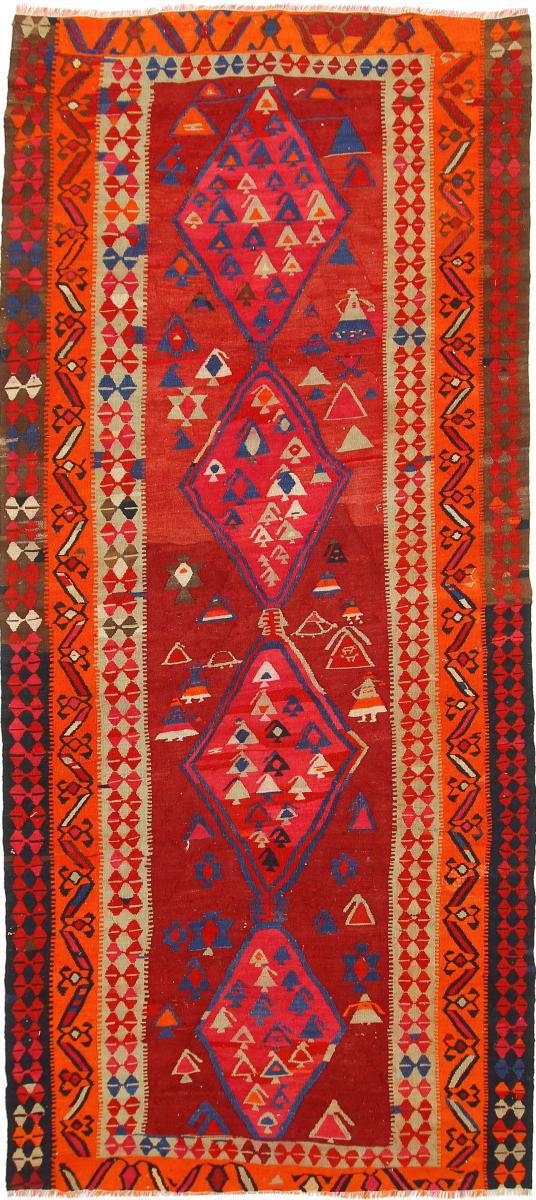 Persisk matta Kilim Fars Azerbajdzjan Antik 371x164 371x164, Persisk matta handvävd 