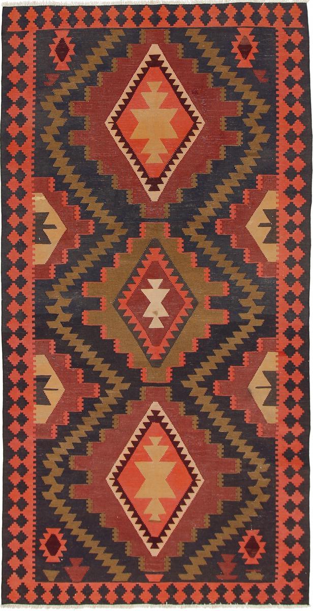 Persisk tæppe Kelim Fars Azerbaijan Antikke 278x144 278x144, Persisk tæppe Håndvævet