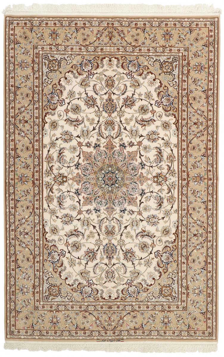 Persian Rug Isfahan Silk Warp 7'9"x5'2" 7'9"x5'2", Persian Rug Knotted by hand