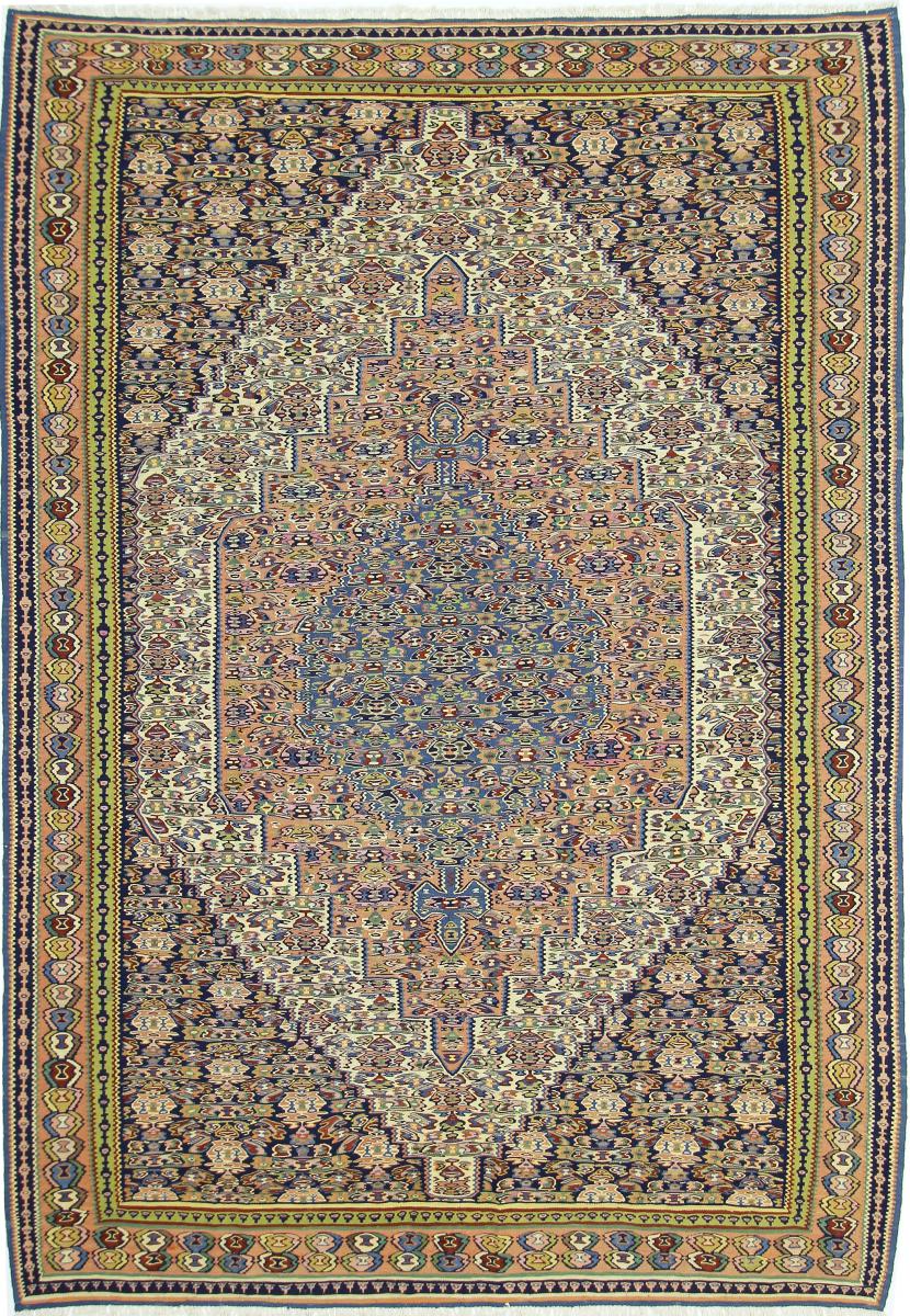 Persian Rug Kilim Senneh 9'9"x6'9" 9'9"x6'9", Persian Rug Knotted by hand