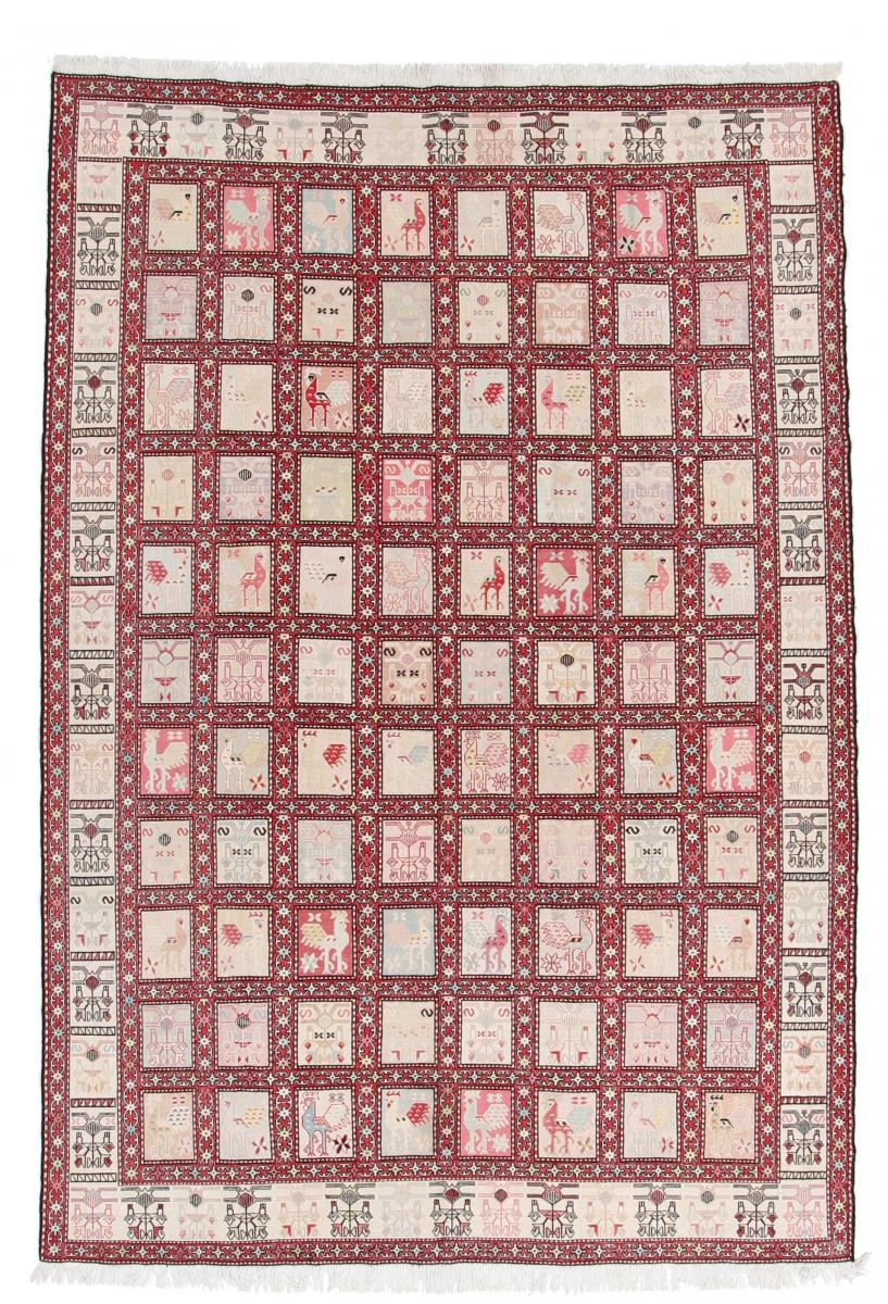 Persian Rug Kilim Fars Silk 9'7"x6'7" 9'7"x6'7", Persian Rug Woven by hand