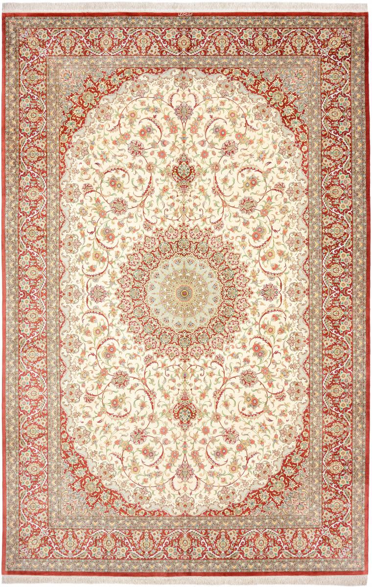 Perzisch tapijt Qum Zijde 307x199 307x199, Perzisch tapijt Handgeknoopte