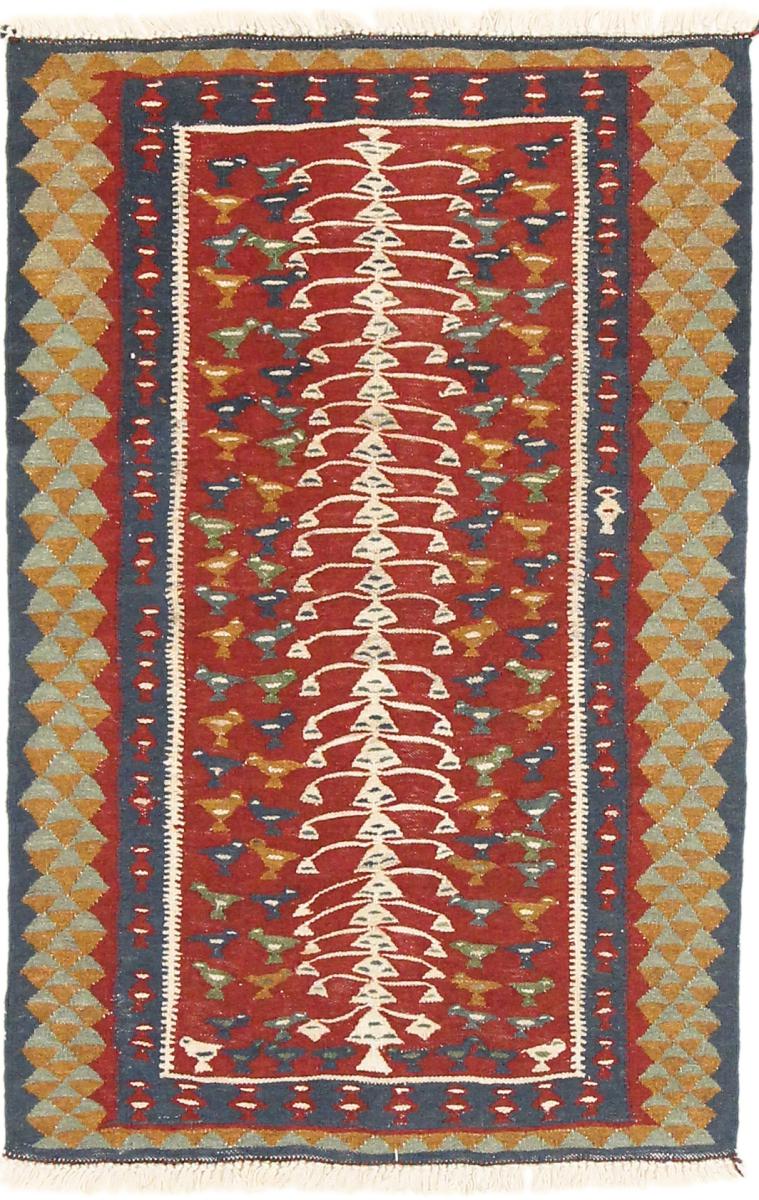 Persian Rug Kilim Fars 4'4"x2'9" 4'4"x2'9", Persian Rug Woven by hand