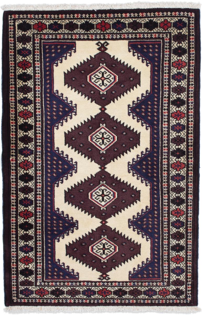 Persian Rug Turkaman 4'7"x2'10" 4'7"x2'10", Persian Rug Knotted by hand