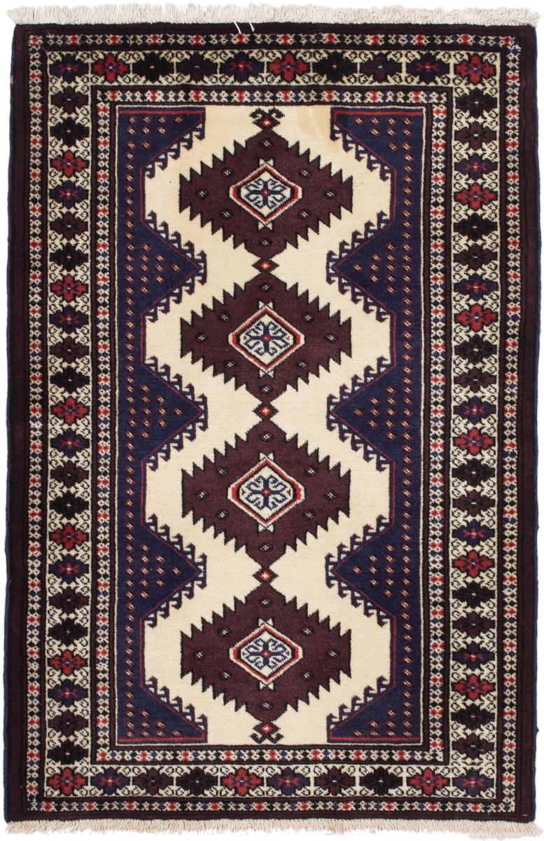 Persian Rug Turkaman 4'4"x2'9" 4'4"x2'9", Persian Rug Knotted by hand