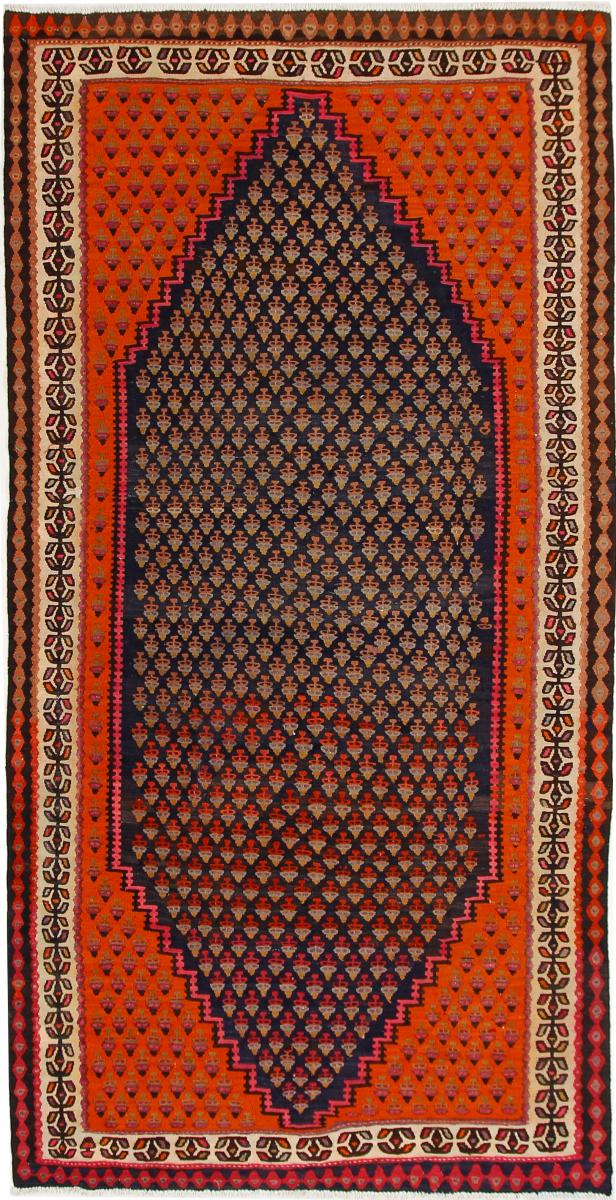 Persian Rug Kilim Fars Azerbaijan Antique 9'4"x4'11" 9'4"x4'11", Persian Rug Woven by hand