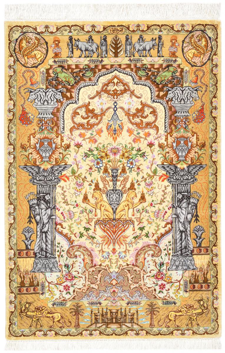 Perzisch tapijt Qum Zijde 111x77 111x77, Perzisch tapijt Handgeknoopte