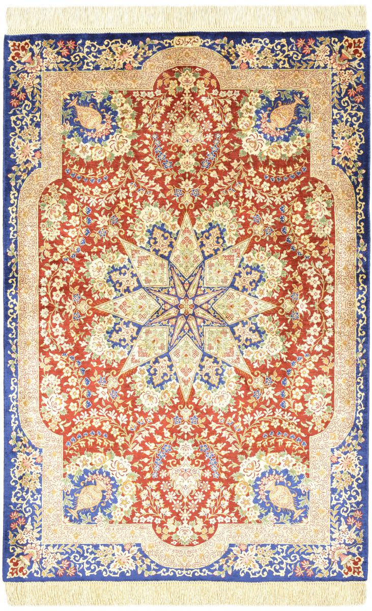 Persialainen matto Ghom Silkki 3'11"x2'7" 3'11"x2'7", Persialainen matto Solmittu käsin