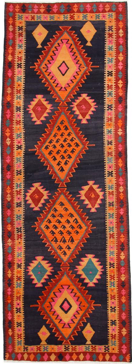 Tappeto persiano Kilim Fars Azerbaijan Antico 411x149 411x149, Tappeto persiano Tessuto a mano