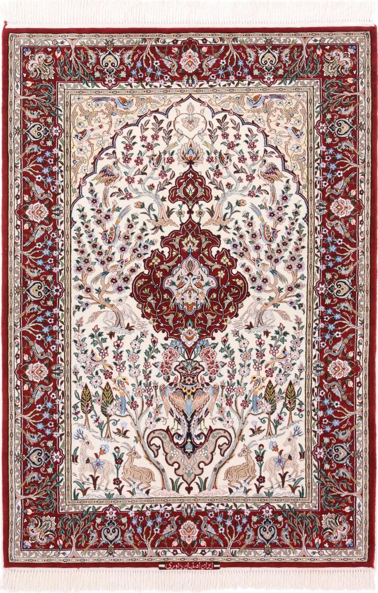 Tappeto persiano Isfahan Ordito in Seta 157x110 157x110, Tappeto persiano Annodato a mano