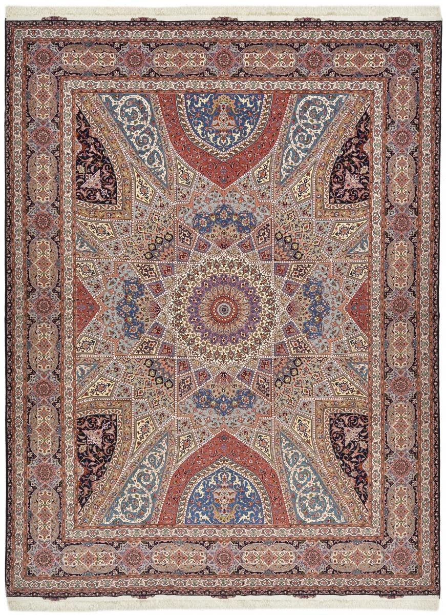 Persian Rug Tabriz 50Raj 12'10"x9'11" 12'10"x9'11", Persian Rug Knotted by hand