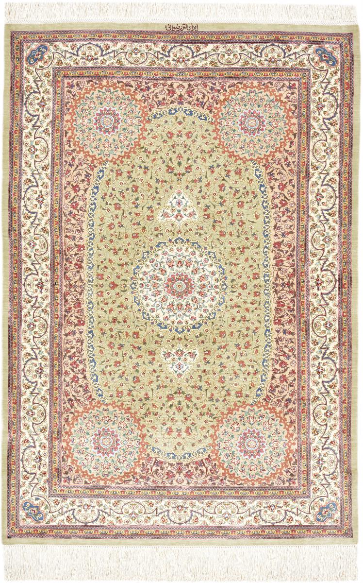 Tapis persan Ghom Soie 141x99 141x99, Tapis persan Noué à la main