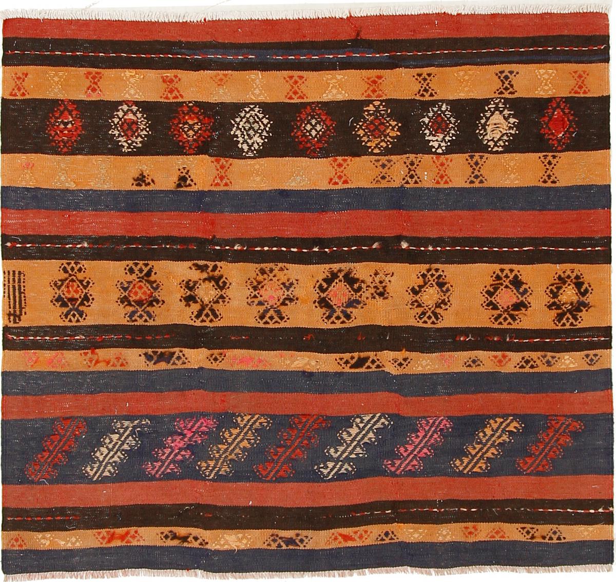 Persian Rug Kilim Fars Azerbaijan Antique 4'10"x4'5" 4'10"x4'5", Persian Rug Woven by hand