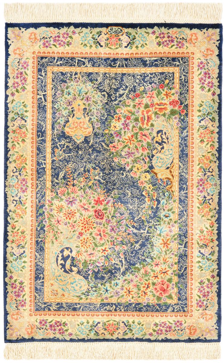 Perzisch tapijt Qum Zijde 87x61 87x61, Perzisch tapijt Handgeknoopte