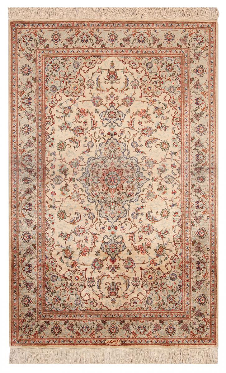 Persian Rug Qum Silk 5'0"x3'2" 5'0"x3'2", Persian Rug Knotted by hand