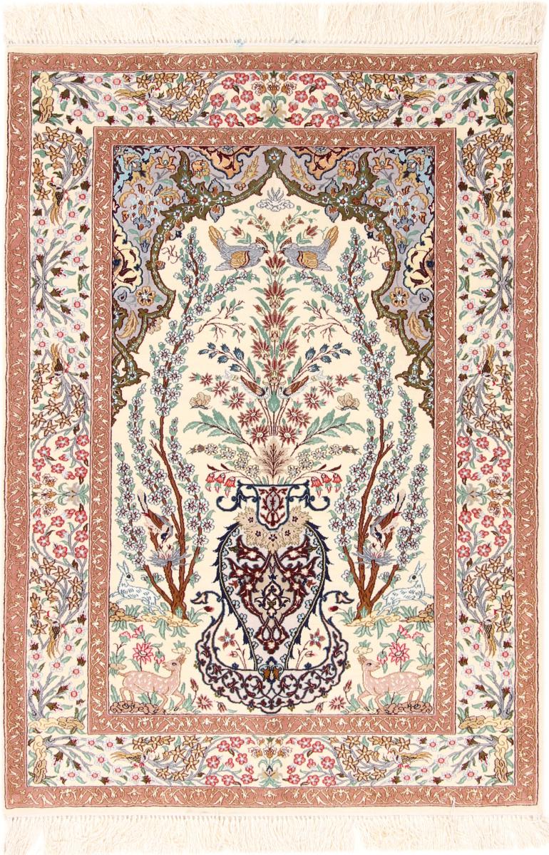 Tappeto persiano Isfahan Ordito in Seta 150x105 150x105, Tappeto persiano Annodato a mano
