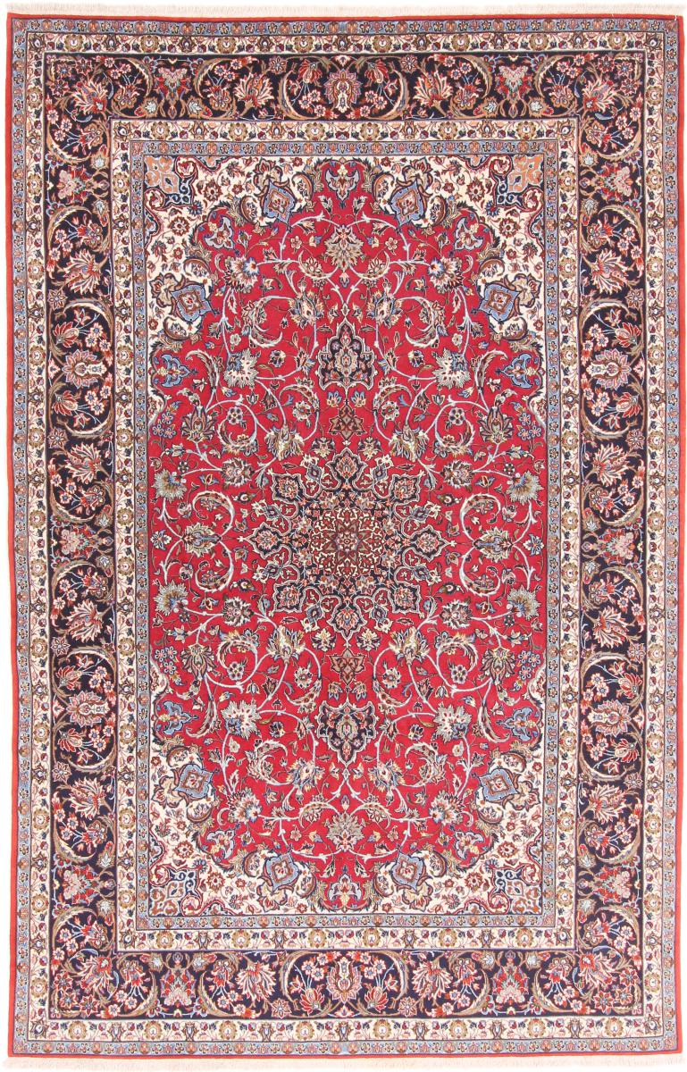 Tapete persa Isfahan Fio de Seda 7'11"x5'0" 7'11"x5'0", Tapete persa Atado à mão