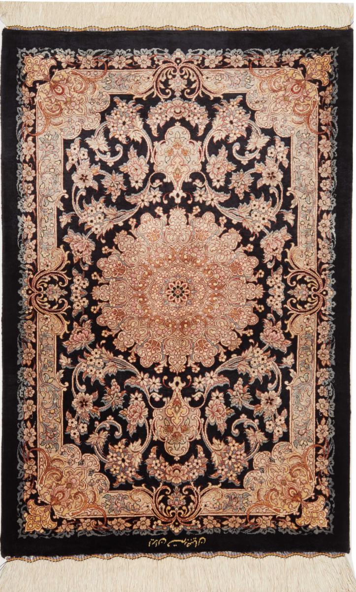Persialainen matto Ghom Silkki 91x61 91x61, Persialainen matto Solmittu käsin