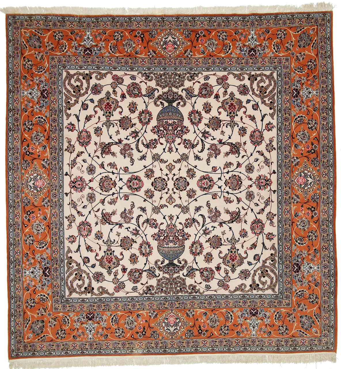 Perserteppich Isfahan Seidenkette 8'2"x8'2" 8'2"x8'2", Perserteppich Handgeknüpft