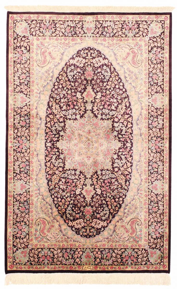 Perzisch tapijt Qum Zijde 156x100 156x100, Perzisch tapijt Handgeknoopte