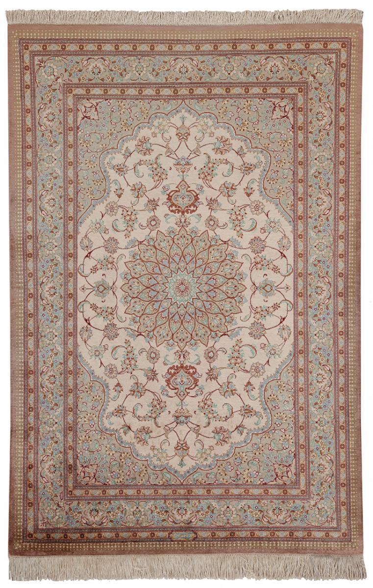Persialainen matto Ghom Silkki 150x98 150x98, Persialainen matto Solmittu käsin