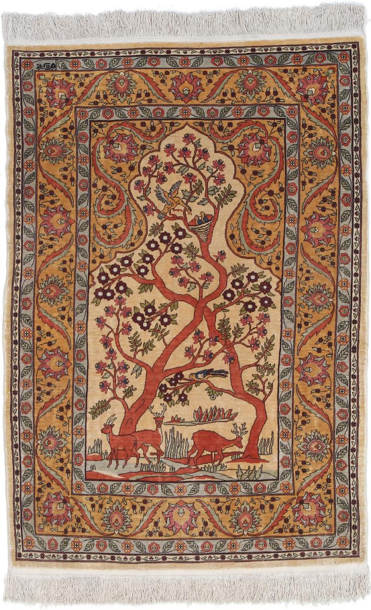  Hereke Zijde 98x67 98x67, Perzisch tapijt Handgeknoopte