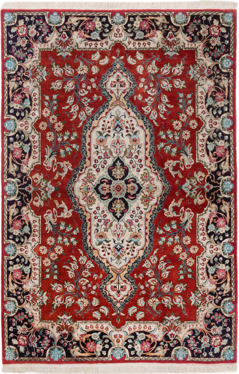 Tapis persan Ghom Chaîne de Soie 155x105 155x105, Tapis persan Noué à la main