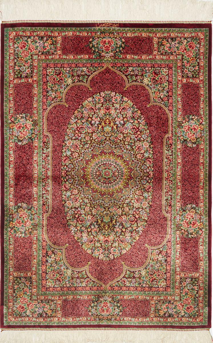 Persialainen matto Ghom Silkki 3'11"x2'7" 3'11"x2'7", Persialainen matto Solmittu käsin