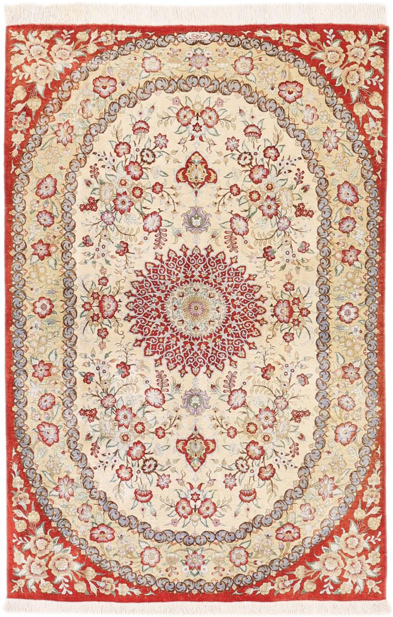 Persialainen matto Ghom Silkki 152x101 152x101, Persialainen matto Solmittu käsin
