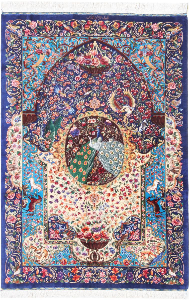 Perzisch tapijt Qum Zijde Signed Almas 148x99 148x99, Perzisch tapijt Handgeknoopte