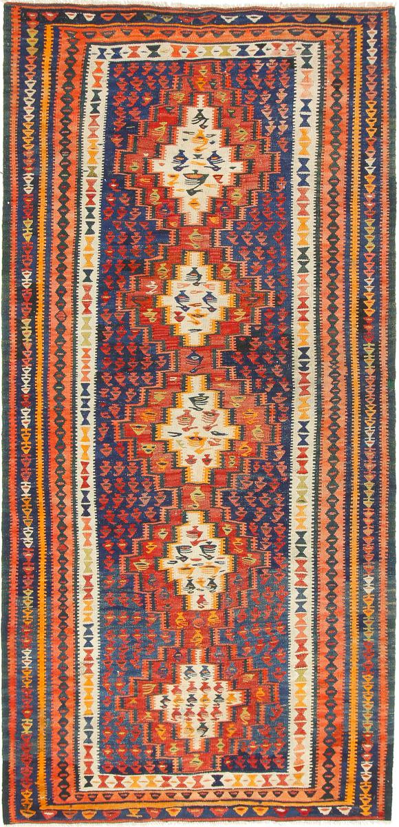 Persisk tæppe Kelim Fars Azerbaijan Antikke 290x138 290x138, Persisk tæppe Håndvævet