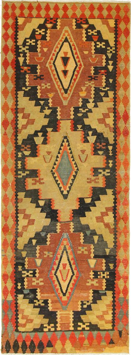 Tapis persan Kilim Fars Azerbaijan Antique 344x125 344x125, Tapis persan Tissé à la main