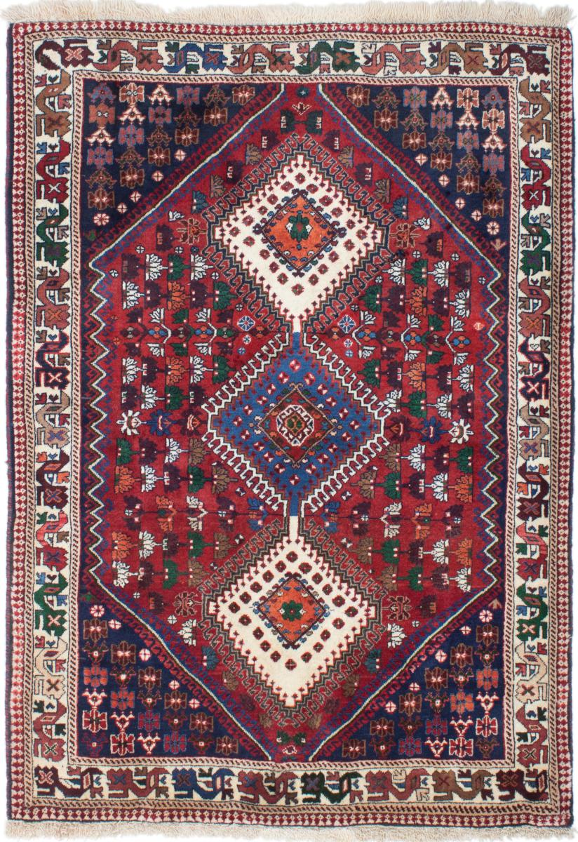 Persian Rug Yalameh 4'11"x3'6" 4'11"x3'6", Persian Rug Knotted by hand